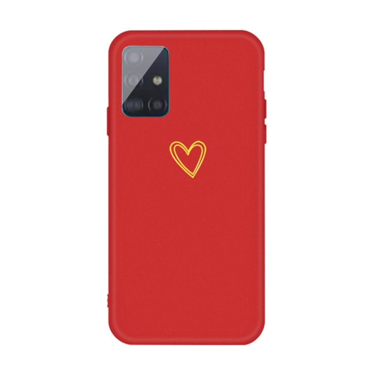 For Galaxy A71 Golden Love Heart Pattern Frosted TPU Protective Case