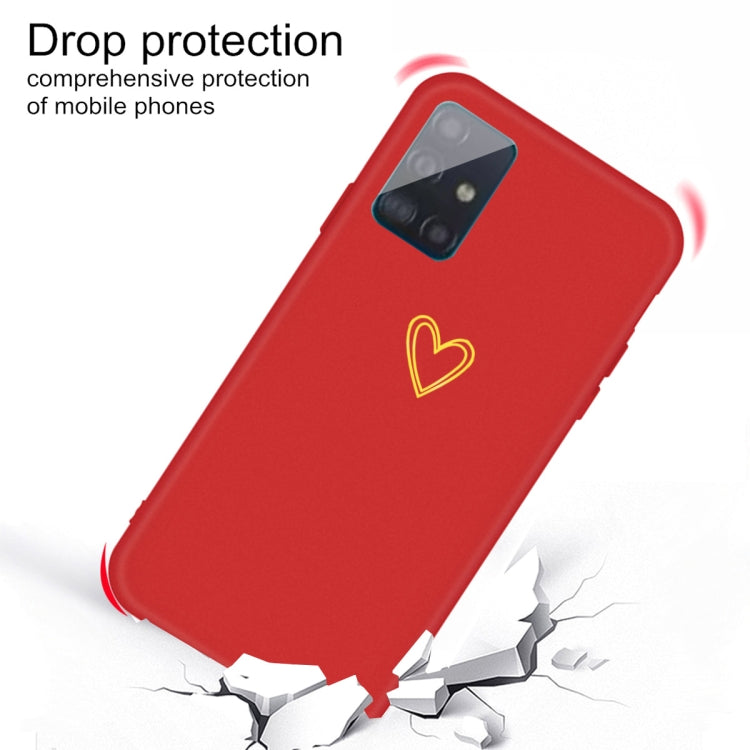 For Galaxy A71 Golden Love Heart Pattern Frosted TPU Protective Case