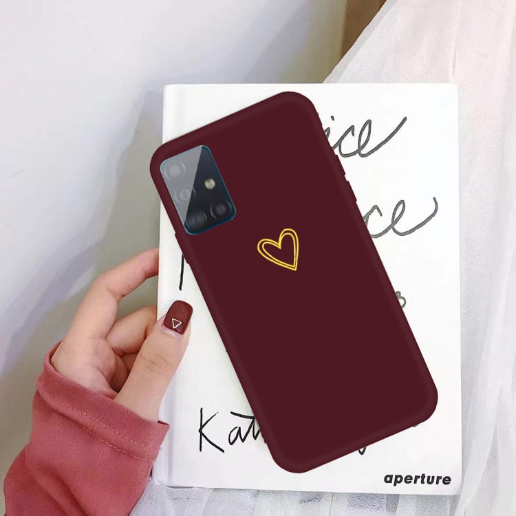 For Galaxy A71 Golden Love Heart Pattern Frosted TPU Protective Case