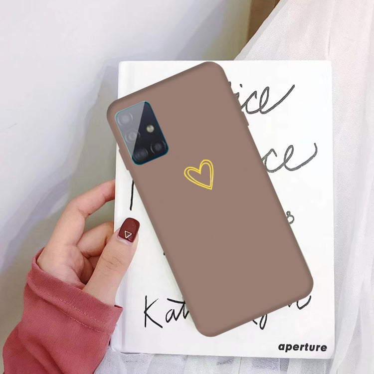 For Galaxy A71 Golden Love Heart Pattern Frosted TPU Protective Case