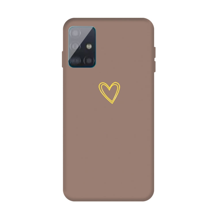 For Galaxy A71 Golden Love Heart Pattern Frosted TPU Protective Case