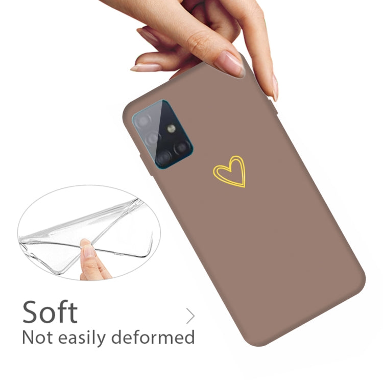 For Galaxy A71 Golden Love Heart Pattern Frosted TPU Protective Case