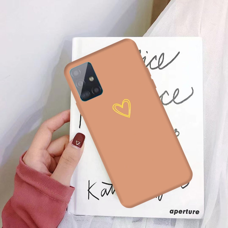 For Galaxy A71 Golden Love Heart Pattern Frosted TPU Protective Case