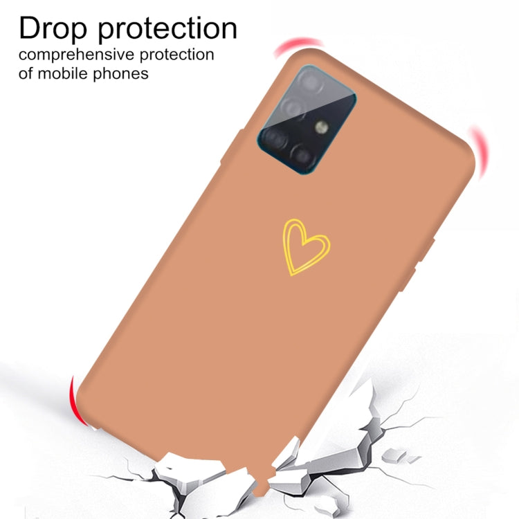 For Galaxy A71 Golden Love Heart Pattern Frosted TPU Protective Case