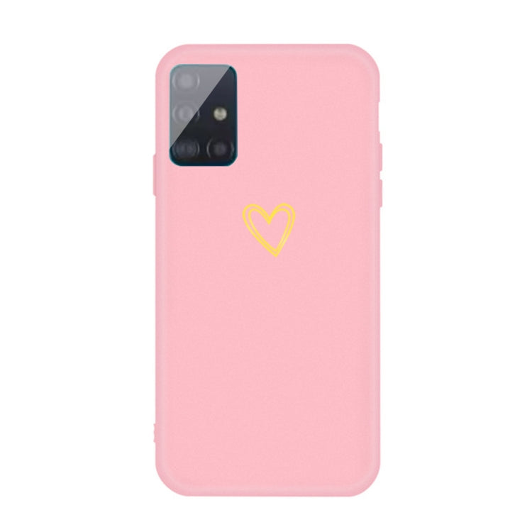 For Galaxy A51 Golden Love Heart Pattern Frosted TPU Protective Case