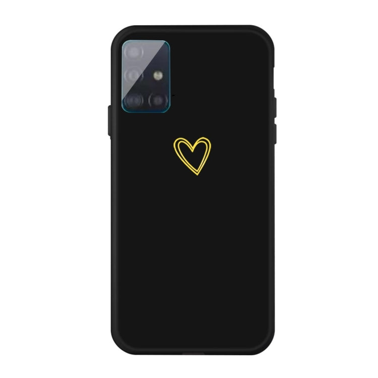 For Galaxy A51 Golden Love Heart Pattern Frosted TPU Protective Case