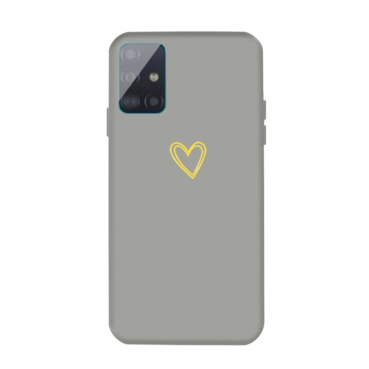 For Galaxy A51 Golden Love Heart Pattern Frosted TPU Protective Case