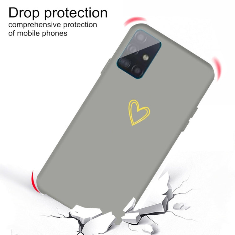 For Galaxy A51 Golden Love Heart Pattern Frosted TPU Protective Case