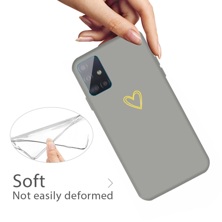 For Galaxy A51 Golden Love Heart Pattern Frosted TPU Protective Case