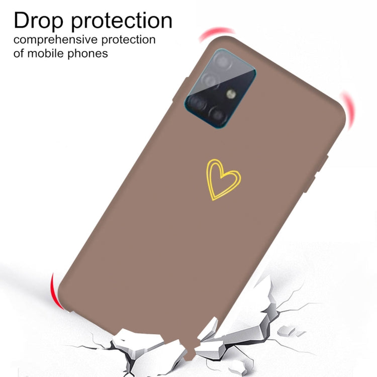For Galaxy A51 Golden Love Heart Pattern Frosted TPU Protective Case