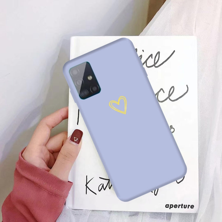 For Galaxy A51 Golden Love Heart Pattern Frosted TPU Protective Case