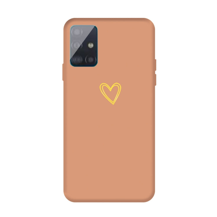 For Galaxy A51 Golden Love Heart Pattern Frosted TPU Protective Case