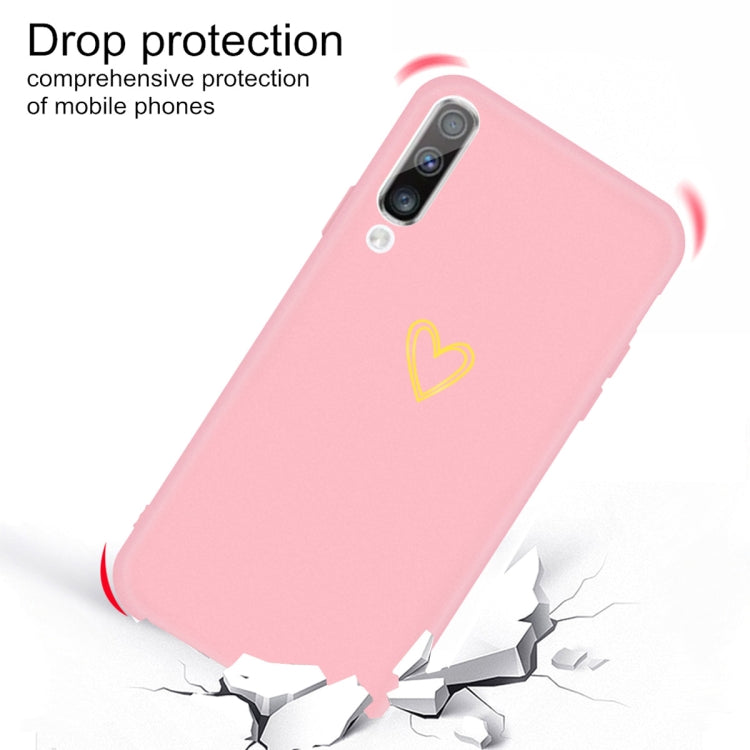 For Galaxy A70 Golden Love Heart Pattern Frosted TPU Protective Case