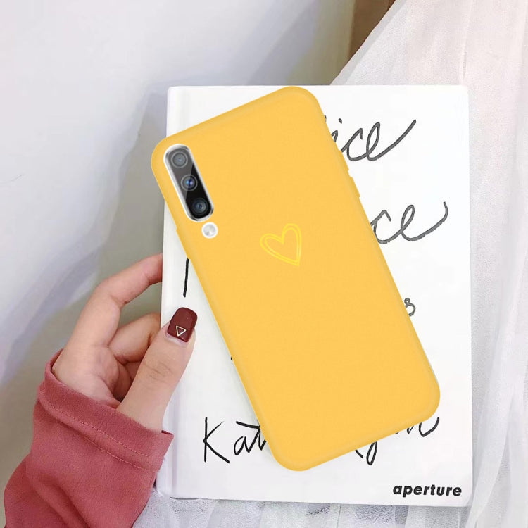 For Galaxy A70 Golden Love Heart Pattern Frosted TPU Protective Case