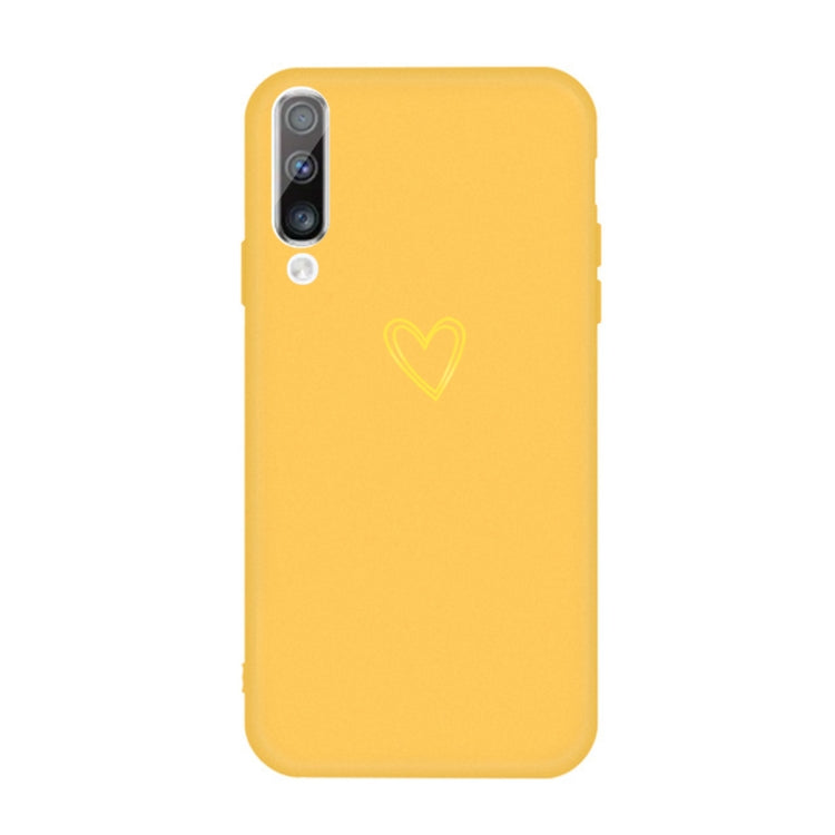 For Galaxy A70 Golden Love Heart Pattern Frosted TPU Protective Case