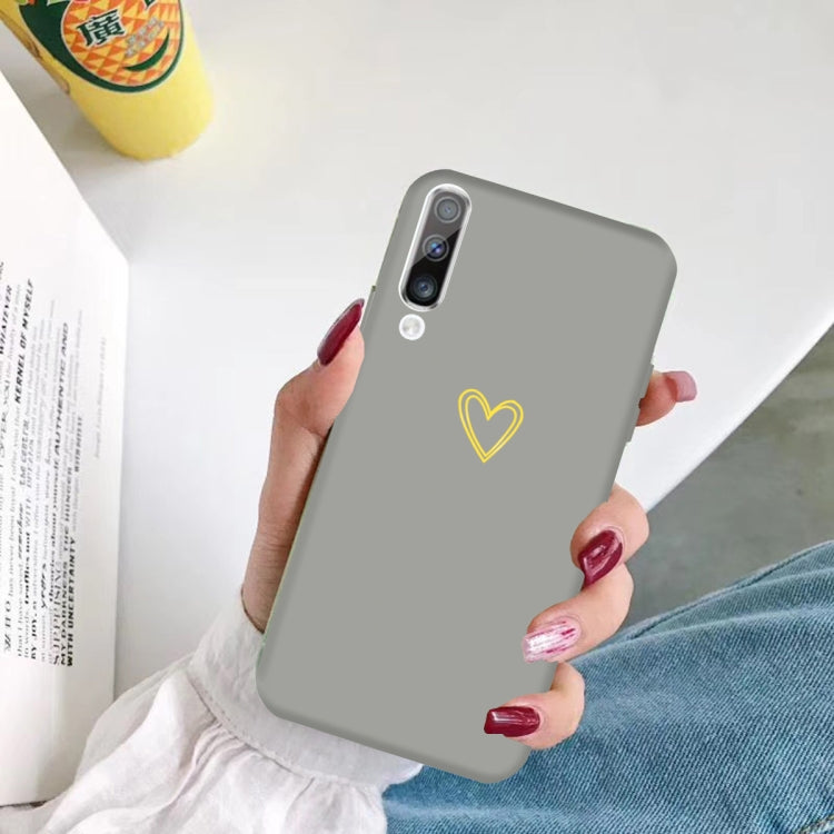 For Galaxy A70 Golden Love Heart Pattern Frosted TPU Protective Case