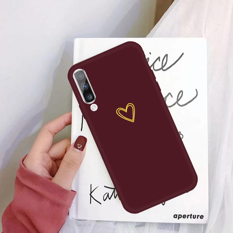 For Galaxy A70 Golden Love Heart Pattern Frosted TPU Protective Case