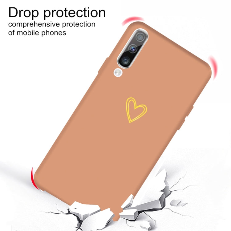 For Galaxy A70 Golden Love Heart Pattern Frosted TPU Protective Case
