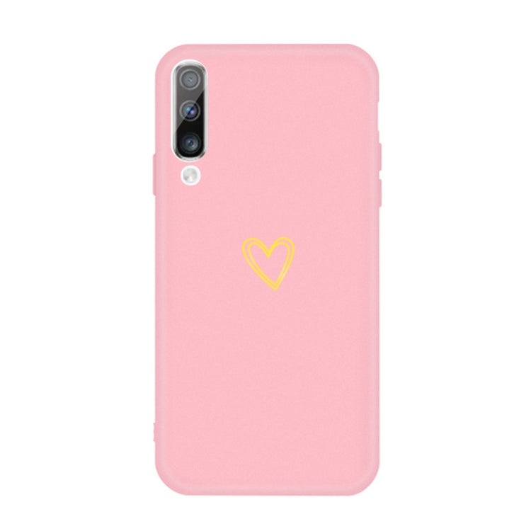 For Galaxy A50 Golden Love Heart Pattern Frosted TPU Protective Case