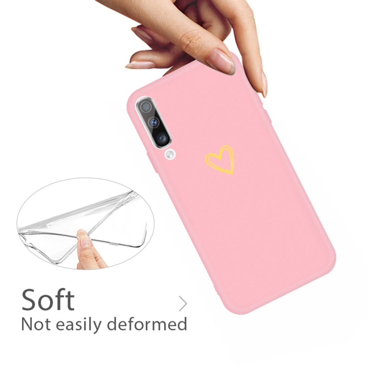 For Galaxy A50 Golden Love Heart Pattern Frosted TPU Protective Case