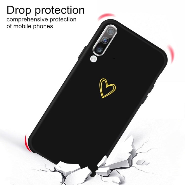 For Galaxy A50 Golden Love Heart Pattern Frosted TPU Protective Case