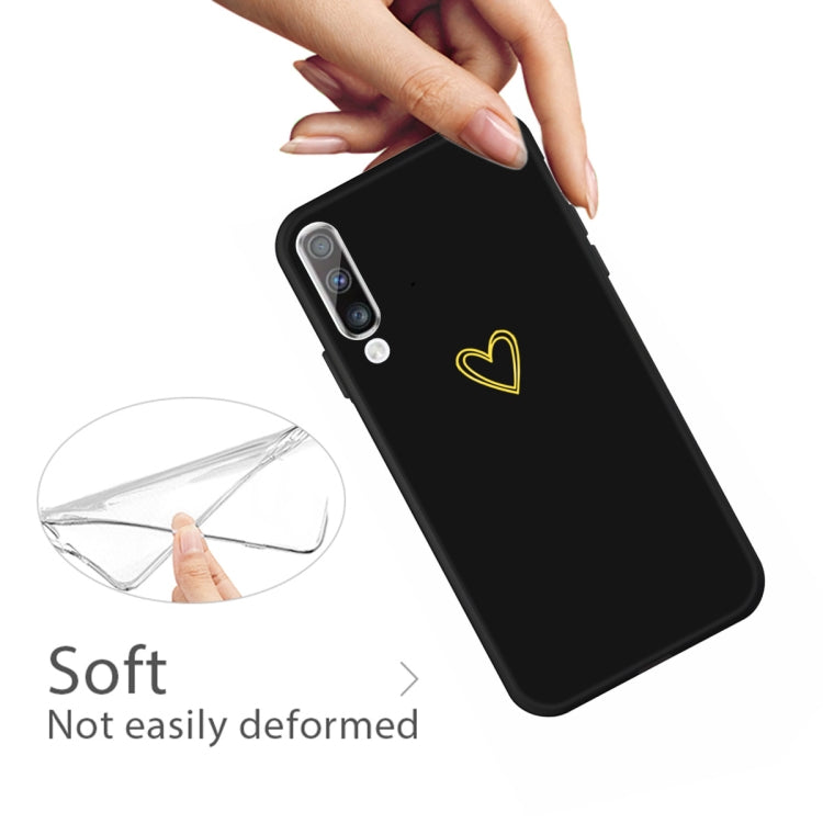 For Galaxy A50 Golden Love Heart Pattern Frosted TPU Protective Case