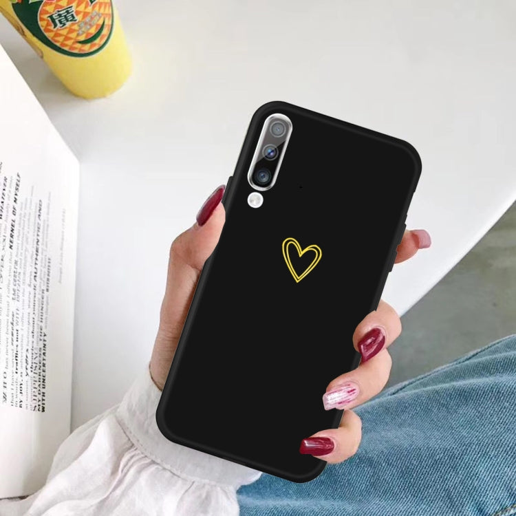 For Galaxy A50 Golden Love Heart Pattern Frosted TPU Protective Case
