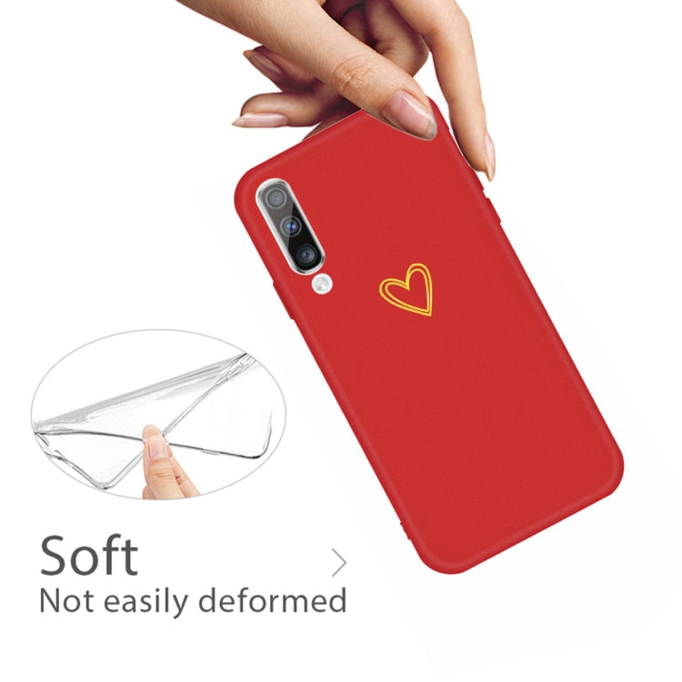 For Galaxy A50 Golden Love Heart Pattern Frosted TPU Protective Case
