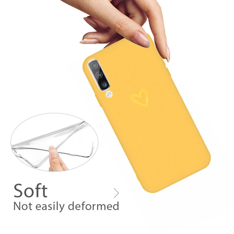 For Galaxy A50 Golden Love Heart Pattern Frosted TPU Protective Case