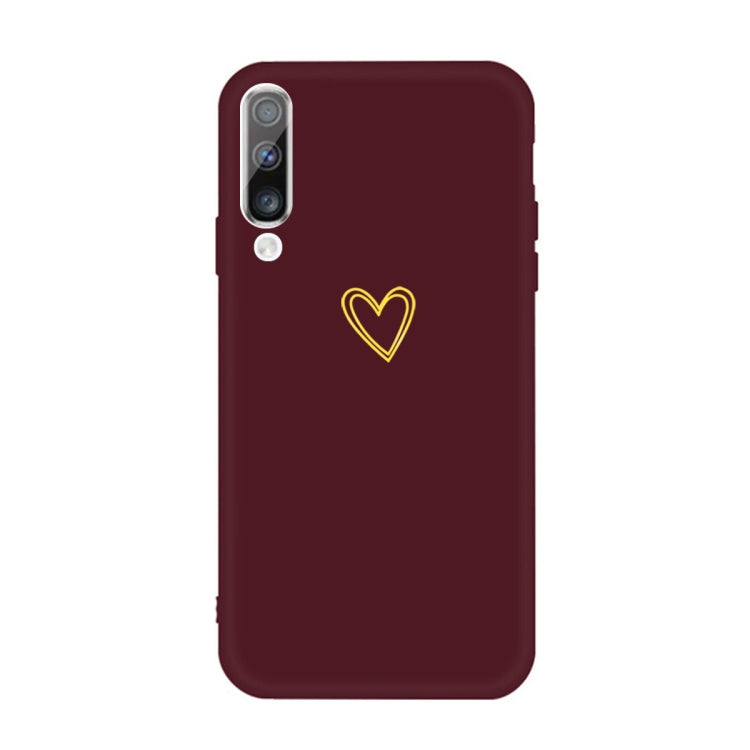 For Galaxy A50 Golden Love Heart Pattern Frosted TPU Protective Case