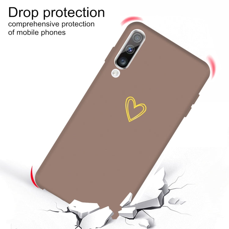 For Galaxy A50 Golden Love Heart Pattern Frosted TPU Protective Case