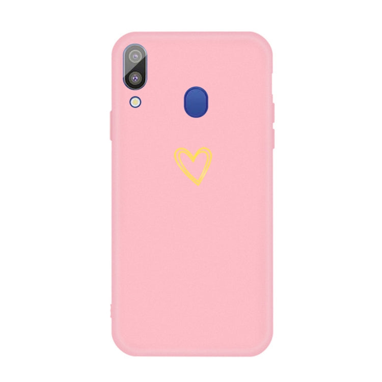 For Galaxy A30 Golden Love Heart Pattern Frosted TPU Protective Case