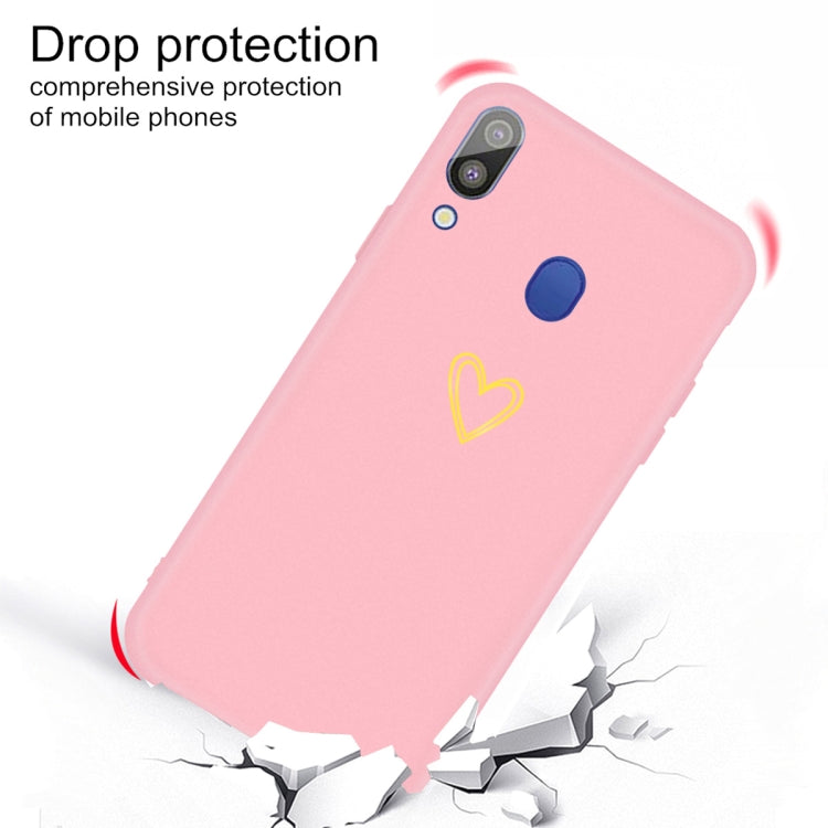 For Galaxy A30 Golden Love Heart Pattern Frosted TPU Protective Case