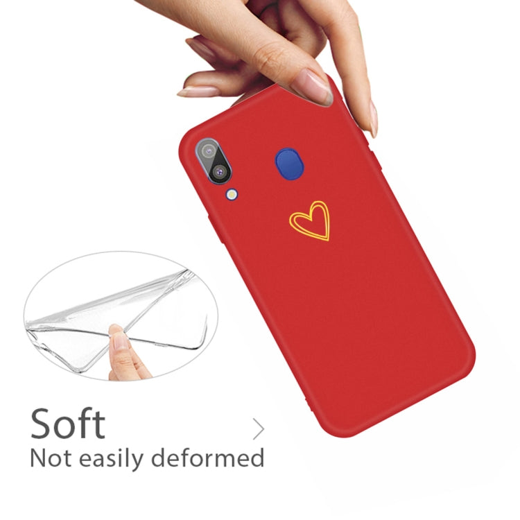 For Galaxy A30 Golden Love Heart Pattern Frosted TPU Protective Case