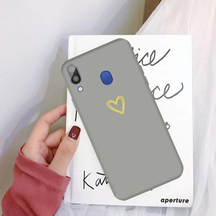 For Galaxy A30 Golden Love Heart Pattern Frosted TPU Protective Case