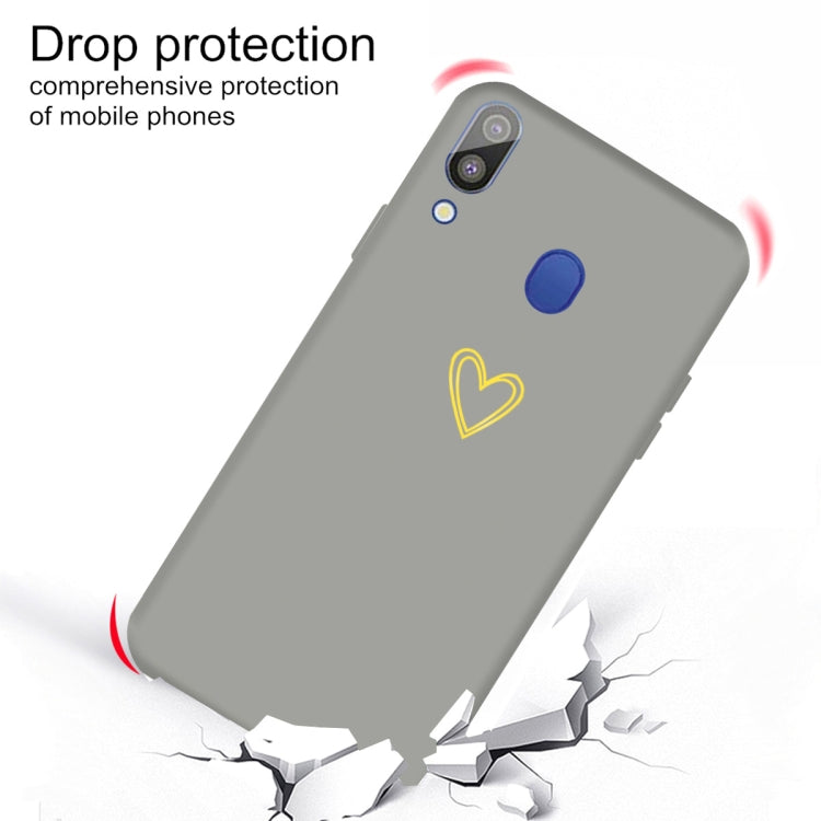 For Galaxy A30 Golden Love Heart Pattern Frosted TPU Protective Case