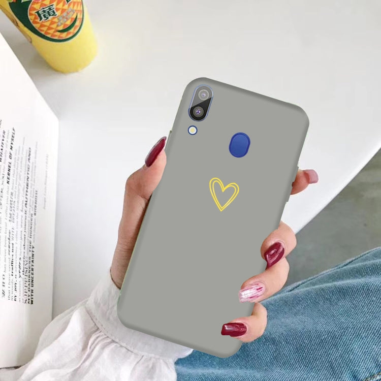 For Galaxy A30 Golden Love Heart Pattern Frosted TPU Protective Case