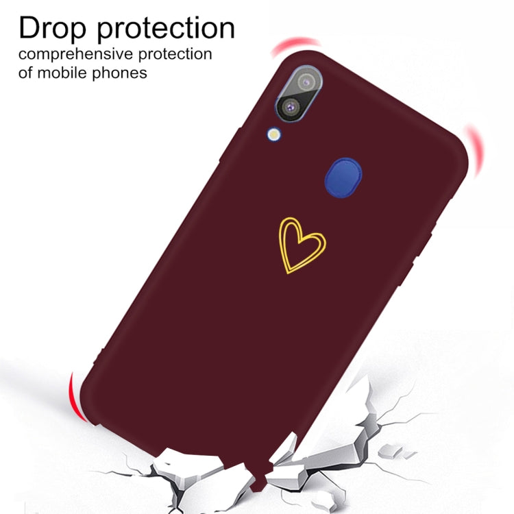 For Galaxy A30 Golden Love Heart Pattern Frosted TPU Protective Case
