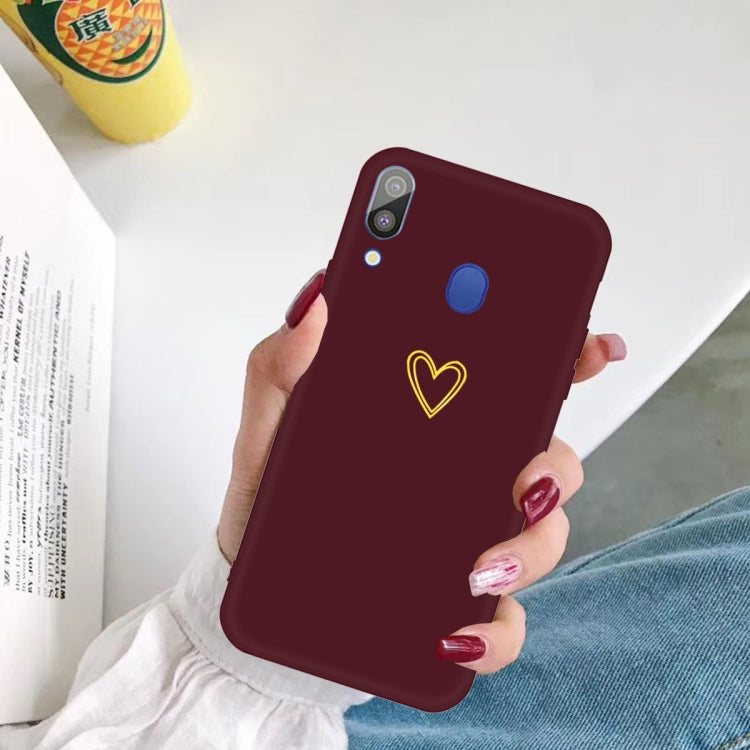 For Galaxy A30 Golden Love Heart Pattern Frosted TPU Protective Case