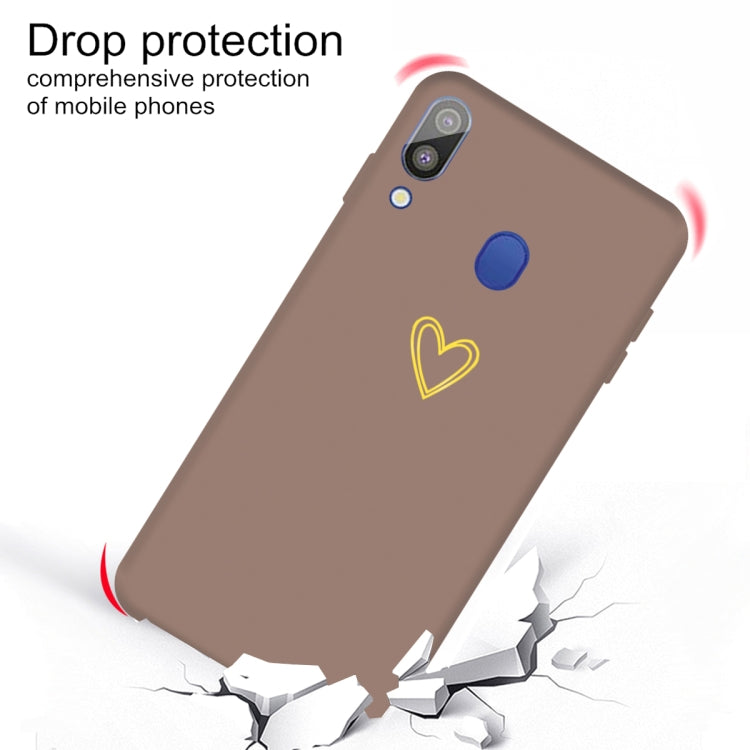 For Galaxy A30 Golden Love Heart Pattern Frosted TPU Protective Case