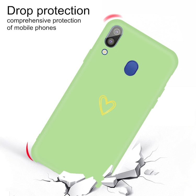 For Galaxy A30 Golden Love Heart Pattern Frosted TPU Protective Case