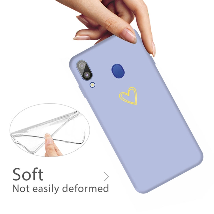 For Galaxy A30 Golden Love Heart Pattern Frosted TPU Protective Case