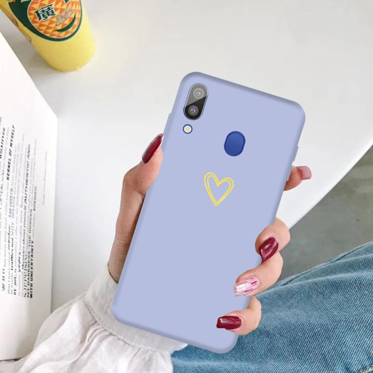 For Galaxy A30 Golden Love Heart Pattern Frosted TPU Protective Case