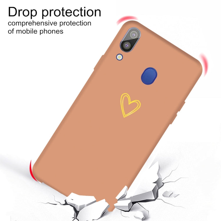 For Galaxy A30 Golden Love Heart Pattern Frosted TPU Protective Case