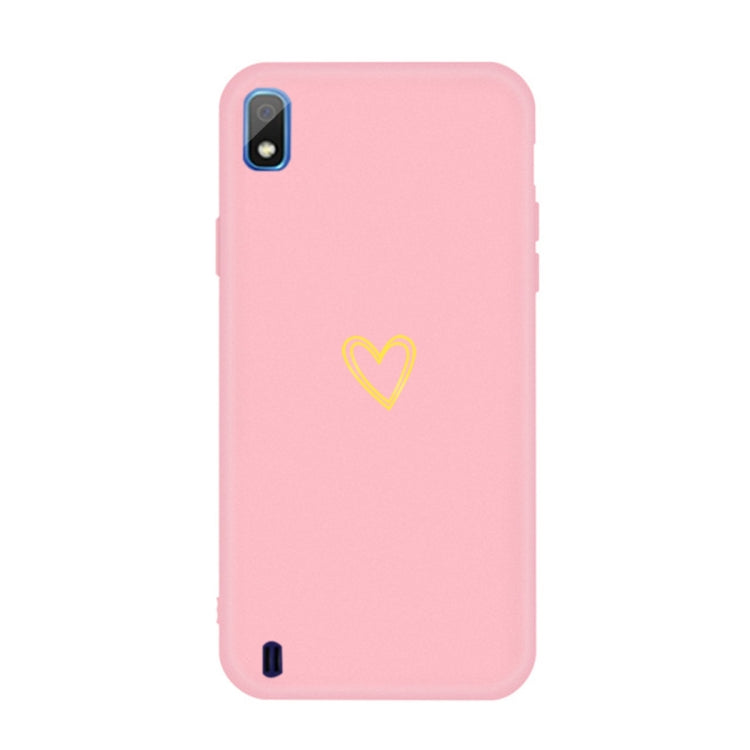 For Galaxy A10 Golden Love Heart Pattern Frosted TPU Protective Case