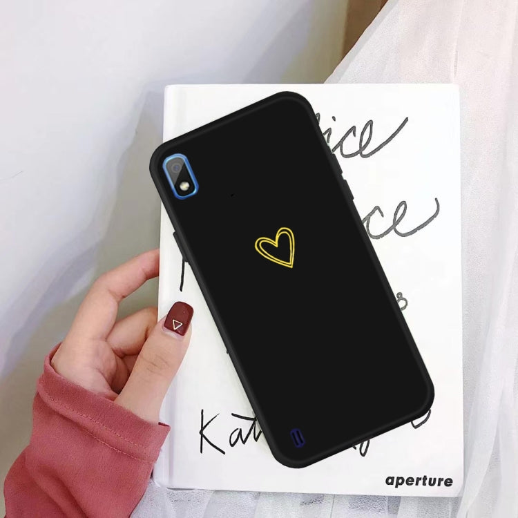 For Galaxy A10 Golden Love Heart Pattern Frosted TPU Protective Case