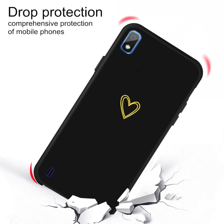 For Galaxy A10 Golden Love Heart Pattern Frosted TPU Protective Case