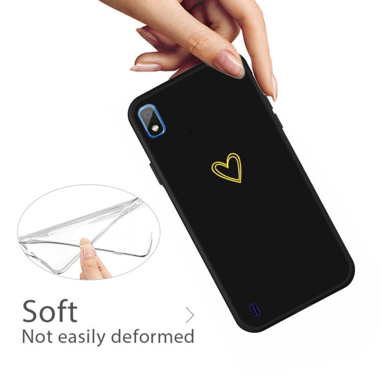 For Galaxy A10 Golden Love Heart Pattern Frosted TPU Protective Case