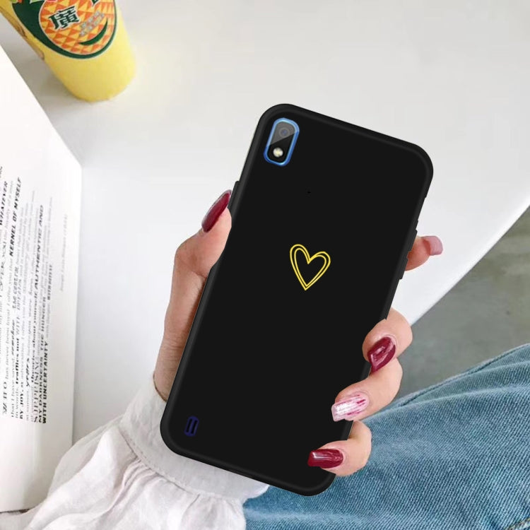 For Galaxy A10 Golden Love Heart Pattern Frosted TPU Protective Case
