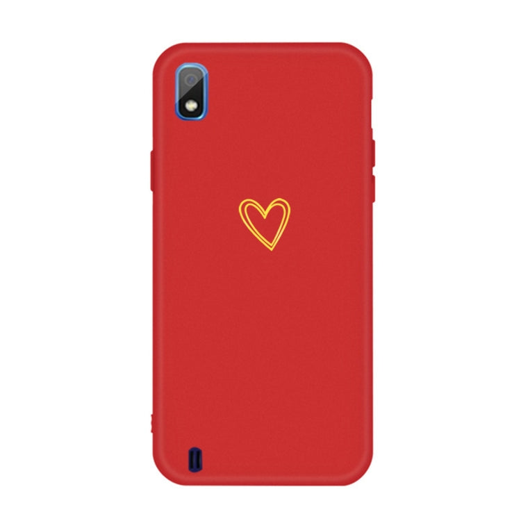 For Galaxy A10 Golden Love Heart Pattern Frosted TPU Protective Case